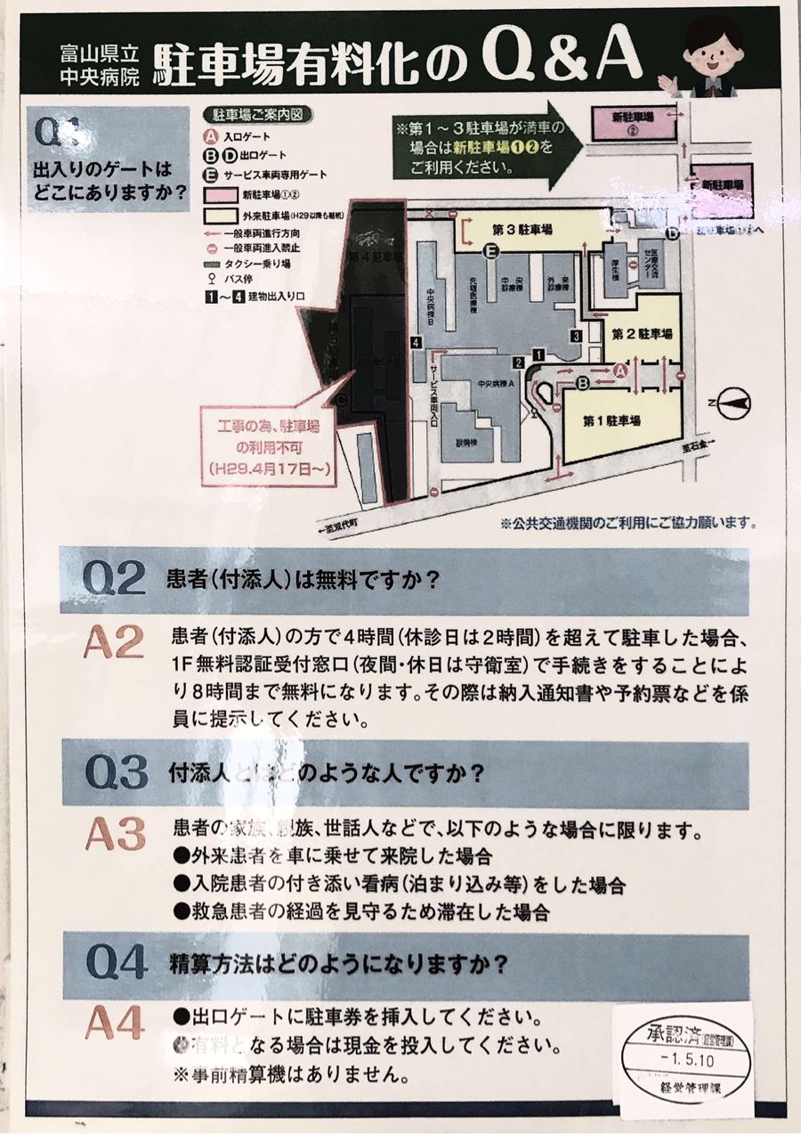 富山県立中央病院の駐車場