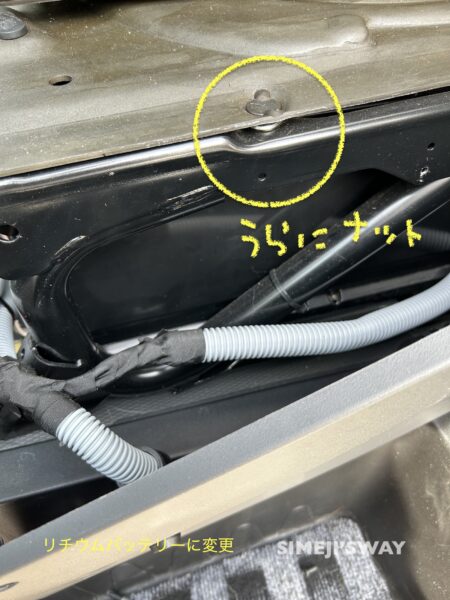 裏側がナットでとまってます