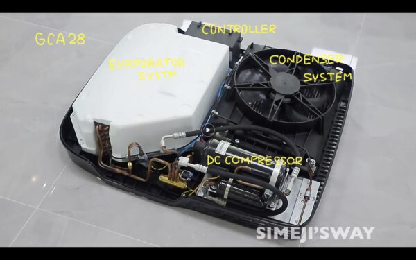 100Vインバーター式ルーフエアコン GCA28の内部